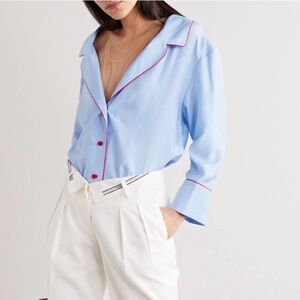 NWT Alexander Wang Falling Shoulder PJ Top in Light Blue